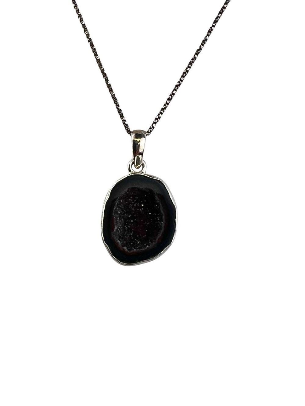 Geode Pendant on IBB 20" Chain Sterling Silver Necklace